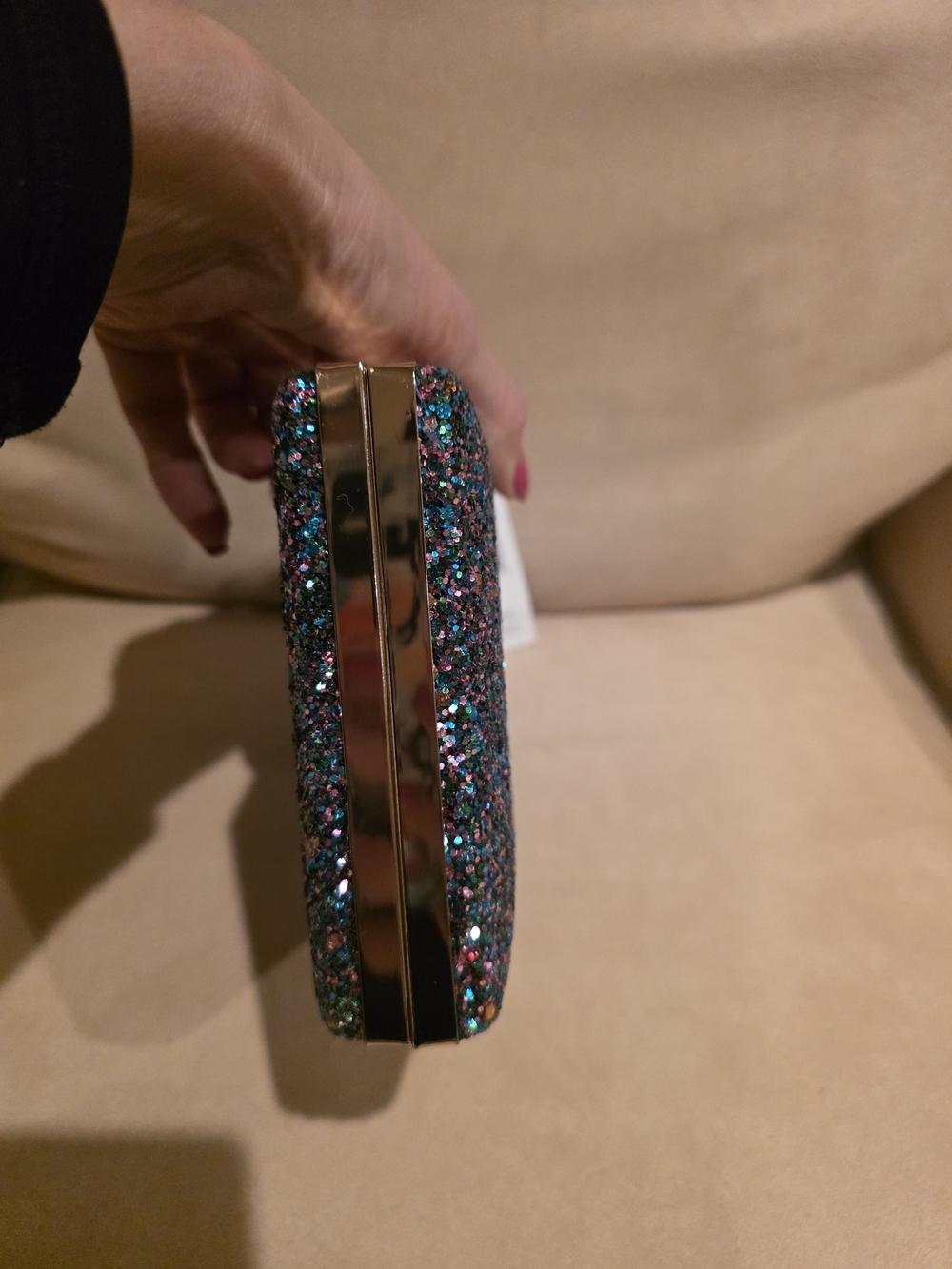 Blue Multi Glitter Box Clutch - Picture 6 of 15